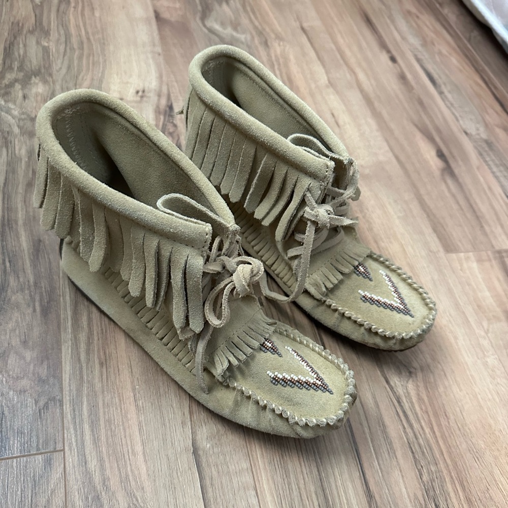 Fringed Suede Moccasin Boots